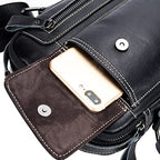 Genuine Leather Shoulder Bag Small Men Messenger Pack Handbag Sling Crossbody Bag Man Purse for Business Work Everyday Outdoor Travel Black (01-black)