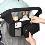 Universal Stroller Organizer with Insulated Cup Holder (All Black)