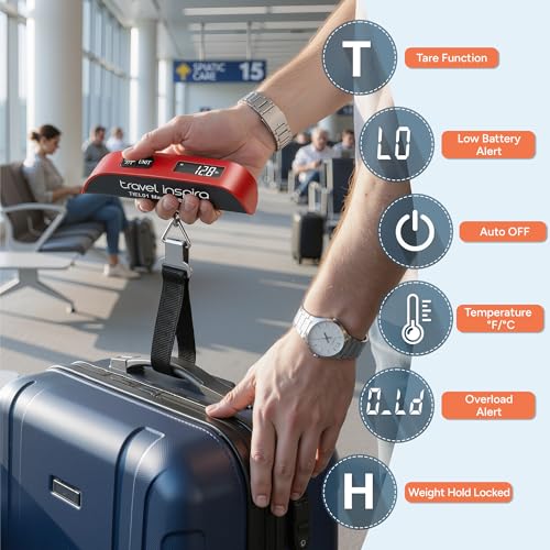 Luggage Scale Digital Suitcase Weight Scale for Travel (Red)