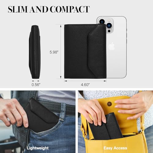 Leather Passport Holder for Travel (Black)