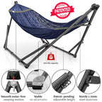 Combo x2 Hammocks with Stand for Outside & Tree Straps (Combo - Aegean)