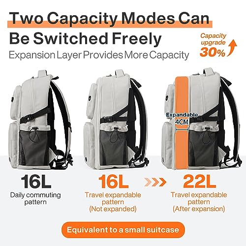 Large Expandable Travel Laptop Backpack (Beige Expandable / 16 inch)