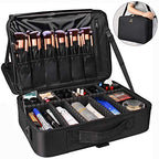 Makeup Case Large Makeup Bag Professional Train Case 16.5 inches Travel Cosmetic Organizer Brush Holder Waterproof Makeup Artist Storage Box (Large / Black)