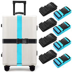 Luggage Straps for Suitcases (Black+Blue / 8Pcs)
