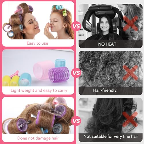 4 Sizes Self Grip Hair Rollers Set (Multi-colored)