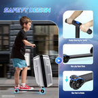 2-in-1 Scooter Suitcase for Kids & Adults, Foldable Ride On Luggage (Silver)