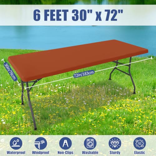 2 Pack Rectangle Spandex Fitted Table Cloth (Terracotta / 72" x 30" (Rectangular))