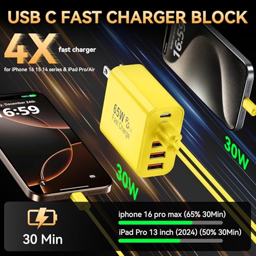 USB C Charger Block (Yellow-2Pack)