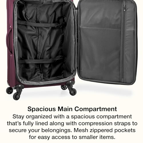 Anzio Softside Expandable Luggage with Spinner Wheels (Burgundy / 30-Inch Large)