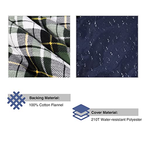 Outdoors Cotton Flannel Sleeping Bag for Camping Backpacking (Green Plaid with 2lbs Filling)