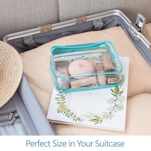 Clear Makeup Bag for Travel (Turquoise / Medium Set)