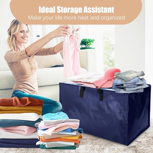Heavy Duty Moving Bags with Backpack Straps and Strong Handles (Blue / 93 L - 6 pcs - Backpack)