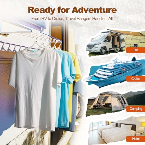 White Travel Hangers with Clips (10 Pack + 10 x Clips + 1 x Storage bag / White)