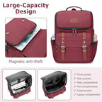 Vintage Backpack Travel Laptop Backpack with usb Charging Port for Women & Men College Backpack Fits 15.6 Inch Laptop Red Brown (Red&brown)