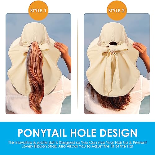 Womens Sun Hat UV Protection (One Size / Beige)