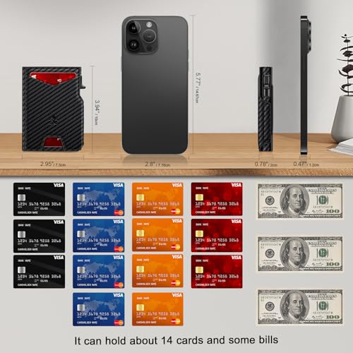 Wallet for Men Wallet with Slim Pop Up Card Holder 9 (Matt Carbon Fiber)