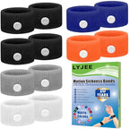 Motion Sickness Bracelets for Adults (Black,blue,grey,orange,white / 6 Pair (Pack of 1))
