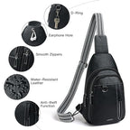 7L Sling Bag for Women Men Leather Small Sling Backpack Daypack Anti Theft Fanny Pack Crossbody Purse Travel (Regular Size-black)