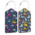 Set of 2 Luggage Tags for Suitcases (Cute Cartoon Dinosaur)