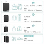 Compression Packing Cubes for Travel (04 Black / 5-Piece Set)