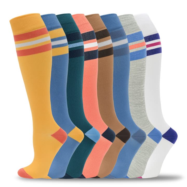 8 Pairs Compression Socks for Men & Women 20 (Small-Medium / 15-8 Pairs-3)