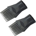 2Pcs Black Plastic Universal Blow Hair Dryer Comb Attachment for Straightening, Detangling - Nozzle Hairdressing Salon Comb,Styling Tools and Appliances for Curly, Natural Hair