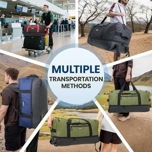 120L Rolling Duffle Bag with Wheels (Blue)