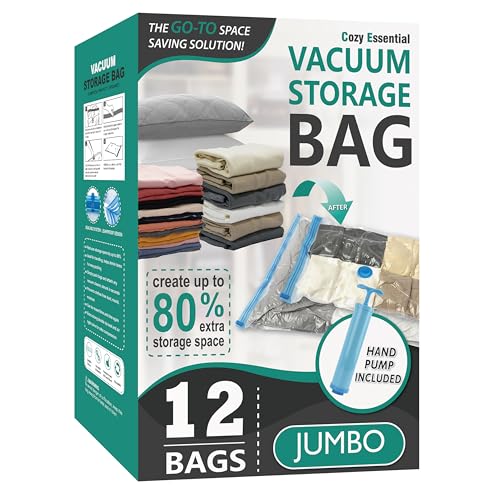 12 Jumbo Vacuum Storage Bags for Blankets & Bedding (Jumbo)