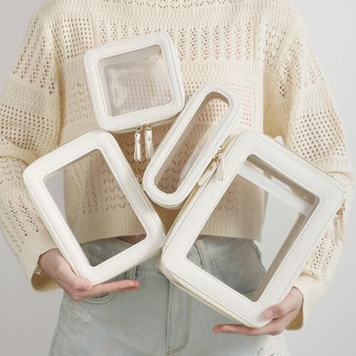 Clear Makeup Bag Organizer (Off-White / Large Glam)