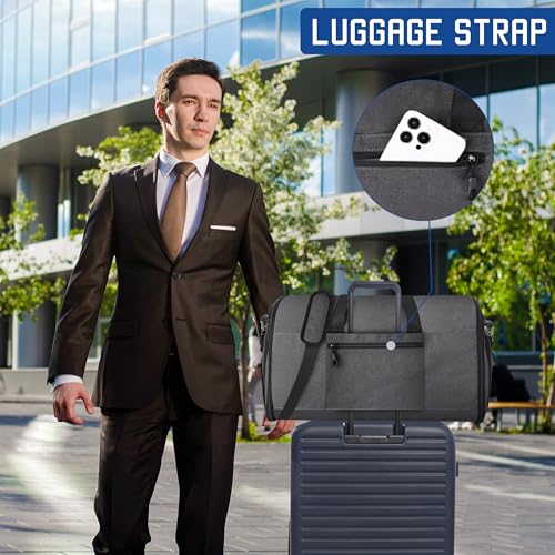 2 in 1 Garment Duffle Bags for Travel Mens Carry (Grey)