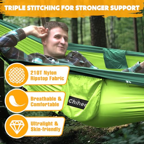 Ultra Light Travel Camping Hammock Pop (Light Green/Dark Green)