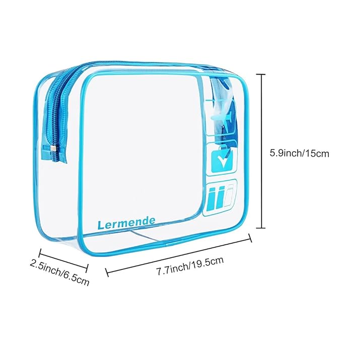 Lermende 2pcs Clear Toiletry Bag TSA Approved Travel Bag, Carry On - Image 2