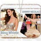 Metal Whistle Bling Rhinestone Lanyard Whistle with Chain (Green)