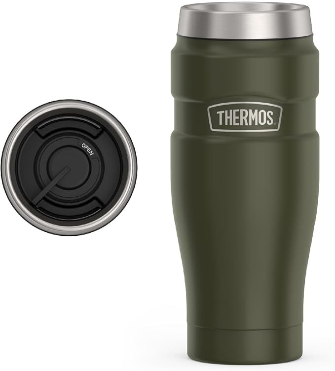 THERMOS Stainless King Vacuum-Insulated Travel Tumbler, 16 Ounce, Army Green by Thermos