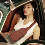 Brown Real Leather Small Crossbody Bags for Women Anti (Cognac Brown)