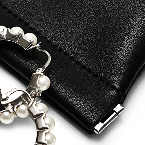 PU Leather Jewelry Travel Bag Leather Jewelry Pouch Christmas (Black / 3.54"x3.54")