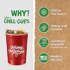 16 oz. Reusable Party Cups (Happy Holidays Red / 12 Count)