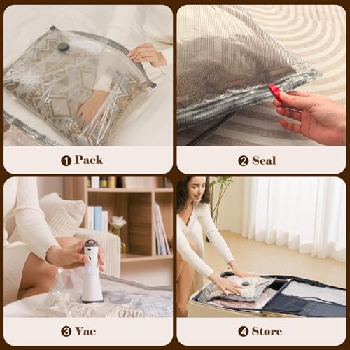 12 Pack Vacuum Bags for Travel with Rechargeable air Pump (12 Combo Travel Size)