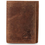 Best Leather Men's RFID Trifold Wallet With ID Great Outdoor Wallet Durable Top Grain Leather Crazy Horse (Adventure Brown - Vintage Crazy Horse)