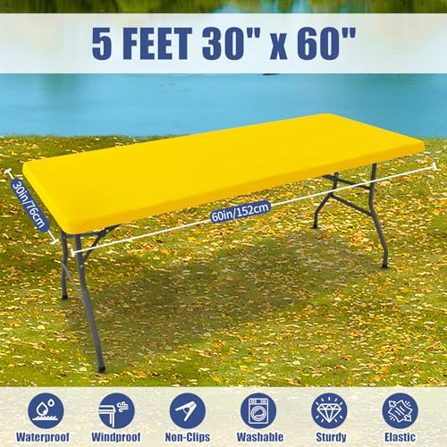 2 Pack Rectangle Spandex Fitted Table Cloth (Yellow / 60" x 30" (Rectangular))