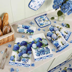 10 Pcs Chinoiserie Blue White Hydrangea Kitchen Decor Set (Blue, White / Hydrangea)