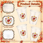 50 Pcs Fall Football Plastic Cups 12 oz for Party (Fall Football)