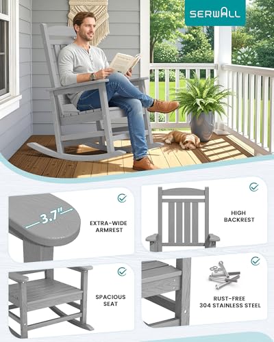 Outdoor Rocking Chair Set of 4 (Light Gray / 4 Packs)