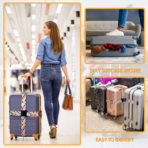 Luggage Straps for Suitcases Adjustable Travel Belt (Multicolored honeycomb)