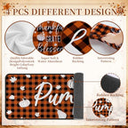 10 Pcs Fall Pumpkin Kitchen Decor Set Kitchen Towels Pot Holders Oven Mitts and Rugs Set Thanksgiving Towels for Baking Cooking BBQ Autumn Home (White, Orange / Checkered Pumpkin)