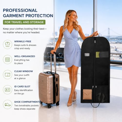 54in Interview Suit Bag and Travel Dress Bag for Formal Wear 2 Pack (54inch garment bag 2 pack)