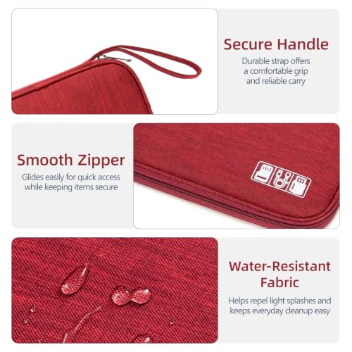 Small Cable Organizer Travel Case for Chargers (red)