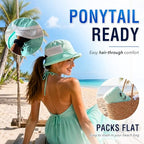 UVCoolix UPF 50+ Wide Brim Ponytail Sun Hat (Large-X-Large / Navy)