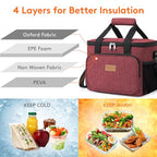Insulated Lunch Box for Men (Burgundy / Large(15L))