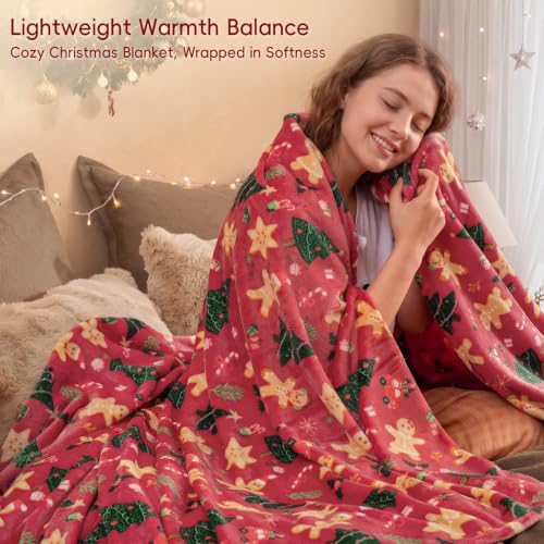 Christmas Fleece Blanket Twin (Christmas Gingerbread / Twin(66" X 90"))